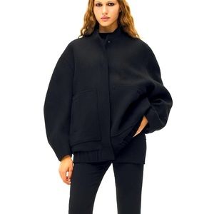 NWT Black Zara ZW COLLECTION WOOL BOMBER jacket Small